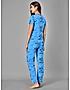 KOTTY Blue Print Cotton Women T-Shirt and Pyjama Set