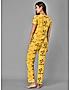 KOTTY Yellow Printed Cotton Women T-Shirt and Pyjama Set