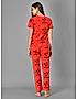 KOTTY Red Printed Cotton Women T-Shirt and Pyjama Set