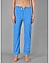 KOTTY Blue Striped Cotton Women T-Shirt and Pyjama Set