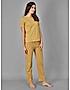 KOTTY Yellow Striped Cotton Women T-Shirt and Pyjama Set