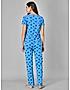 KOTTY Blue Printed Cotton Women T-Shirt and Pyjama Set