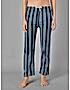 KOTTY Blue Striped Cotton Women T-Shirt and Pyjama Set