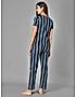 KOTTY Blue Striped Cotton Women T-Shirt and Pyjama Set