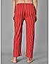 KOTTY Red Striped Cotton Women T-Shirt and Pyjama Set