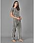 KOTTY Yellow Striped Cotton Women T-Shirt and Pyjama Set