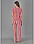 KOTTY Red Striped Cotton Women T-Shirt and Pyjama Set