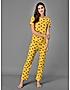 KOTTY Yellow Printed Cotton Women T-Shirt and Pyjama Set