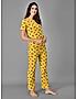 KOTTY Yellow Printed Cotton Women T-Shirt and Pyjama Set