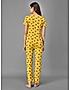 KOTTY Yellow Printed Cotton Women T-Shirt and Pyjama Set