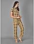 KOTTY Yellow Printed Cotton Women T-Shirt and Pyjama Set