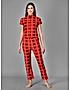 KOTTY Red Printed Cotton Women T-Shirt and Pyjama Set