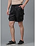 KOTTY MENS POLYCOTTON SOLID JADE BLACK CARGO SHORTS