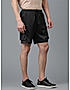 KOTTY MENS POLYCOTTON SOLID COAL BLACK CARGO SHORTS