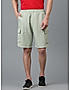 KOTTY MENS COTTON BLEND SOLID LIGHT GREEN CARGO SHORTS