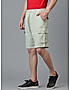 KOTTY MENS COTTON BLEND SOLID LIGHT GREEN CARGO SHORTS