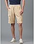 KOTTY MENS COTTON BLEND SOLID COSMIC LATTE BEIGE CARGO SHORTS