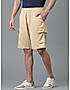 KOTTY MENS COTTON BLEND SOLID COSMIC LATTE BEIGE CARGO SHORTS