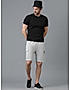 KOTTY MENS COTTON BLEND SOLID LIGHT GREY CARGO SHORTS