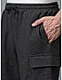 KOTTY MENS COTTON BLEND SOLID NIGHT BLACK CARGO SHORTS