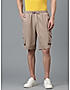 KOTTY MENS COTTON BLEND SOLID DESERT SAND BEIGE CARGO SHORTS