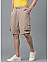 KOTTY MENS COTTON BLEND SOLID DESERT SAND BEIGE CARGO SHORTS