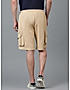 KOTTY MENS COTTON BLEND SOLID CHAMOMILE BEIGE CARGO SHORTS