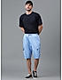 KOTTY MENS POLYCOTTON SOLID ARGENTINA BLUE CARGO SHORTS