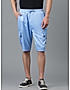 KOTTY MENS POLYCOTTON SOLID ARGENTINA BLUE CARGO SHORTS