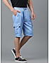 KOTTY MENS POLYCOTTON SOLID ARGENTINA BLUE CARGO SHORTS