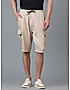 KOTTY MENS POLYCOTTON SOLID LIGHT BEIGE CARGO SHORTS