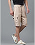 KOTTY MENS POLYCOTTON SOLID LIGHT BEIGE CARGO SHORTS