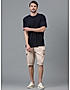 KOTTY MENS POLYCOTTON SOLID LIGHT BEIGE CARGO SHORTS