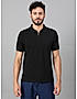 KOTTY MEN REGULAR FIT SOLID MANDARIN COLLAR JET BLACK T-SHIRTS