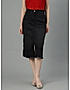 KOTTY WOMENS COTTON LYCRA BLEND BLACK FRONT SLIT PENCIL SKIRTS