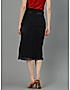 KOTTY WOMENS COTTON LYCRA BLEND BLACK FRONT SLIT PENCIL SKIRTS