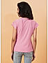 KOTTY WOMEN SOLID ROUND NECK COTTON BLEND PINK T-SHIRT