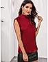 KOTTY WOMEN SOLID MAROON SLEEVELESS SATIN TOP