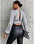 KOTTY WOMEN SOLID GREY SATIN BALLOON SLEEVE CROP TOP