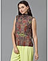 KOTTY WOMEN PRINTED MULTICOLOR SLEEVELESS HIGH NECK TOP