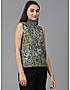 KOTTY WOMEN PRINTED MULTICOLOR SLEEVELESS HIGH NECK TOP