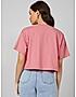 KOTTY WOMEN SOLID ROUND NECK COTTON BLEND PINK T-SHIRT