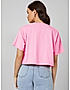 KOTTY WOMEN SOLID ROUND NECK COTTON BLEND PINK T-SHIRT