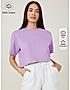 KOTTY WOMEN SOLID ROUND NECK COTTON BLEND PURPLE T-SHIRT