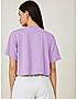 KOTTY WOMEN SOLID ROUND NECK COTTON BLEND PURPLE T-SHIRT