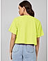 KOTTY WOMEN SOLID ROUND NECK COTTON BLEND YELLOW T-SHIRT