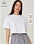 KOTTY WOMEN SOLID ROUND NECK COTTON BLEND WHITE T-SHIRT