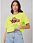 KOTTY WOMEN GRAPHIC PRINT ROUND NECK COTTON BLEND YELLOW T-SHIRT