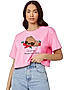 KOTTY WOMEN GRAPHIC PRINT ROUND NECK COTTON BLEND PINK T-SHIRT