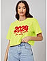 KOTTY WOMEN TYPOGRAPHY ROUND NECK COTTON BLEND YELLOW T-SHIRT